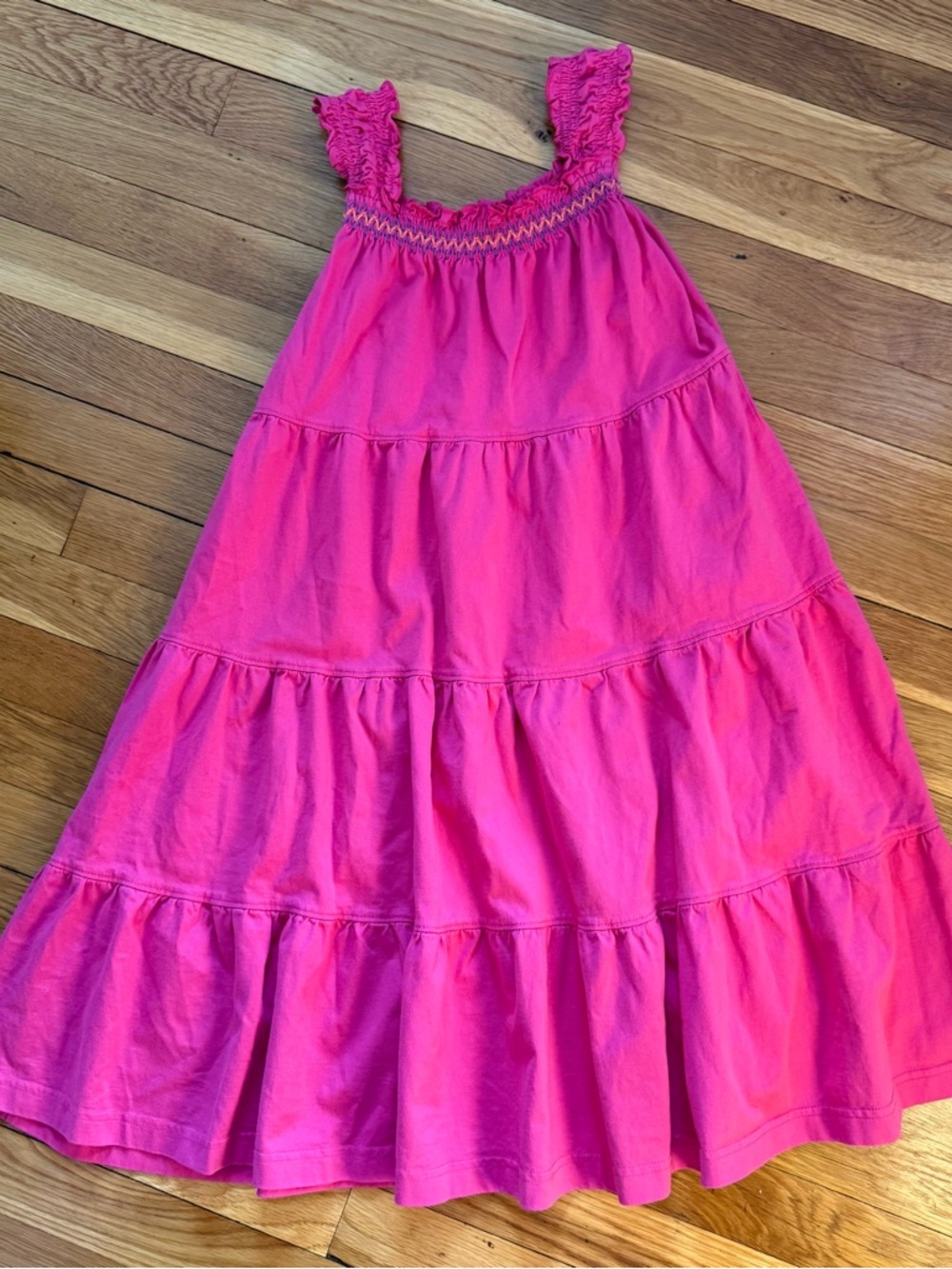 Hanna Andersson 140/10 Pink Smocked Twirly Tiered Summer Dress